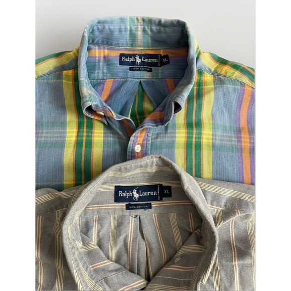 Polo Ralph Lauren Other - Polo Ralph Lauren Shirts (2) Mens XL Button‎ Up Blue Plaid Striped 100% Cotton